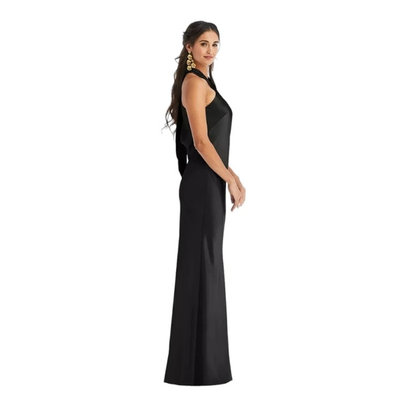 Lovely  by The Dessy Group [XS] Draped Twist Halter Tie-Back Trumpet Gown - Picture 3 of 6